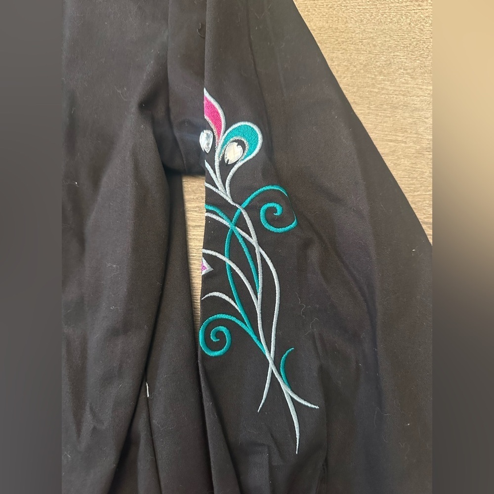 BOB MACKIE WEARABLE ART BLACK BUTTON-DOWN EMBROIDERED SHIRT - Size XL SKU:225 - Picture 5 of 10